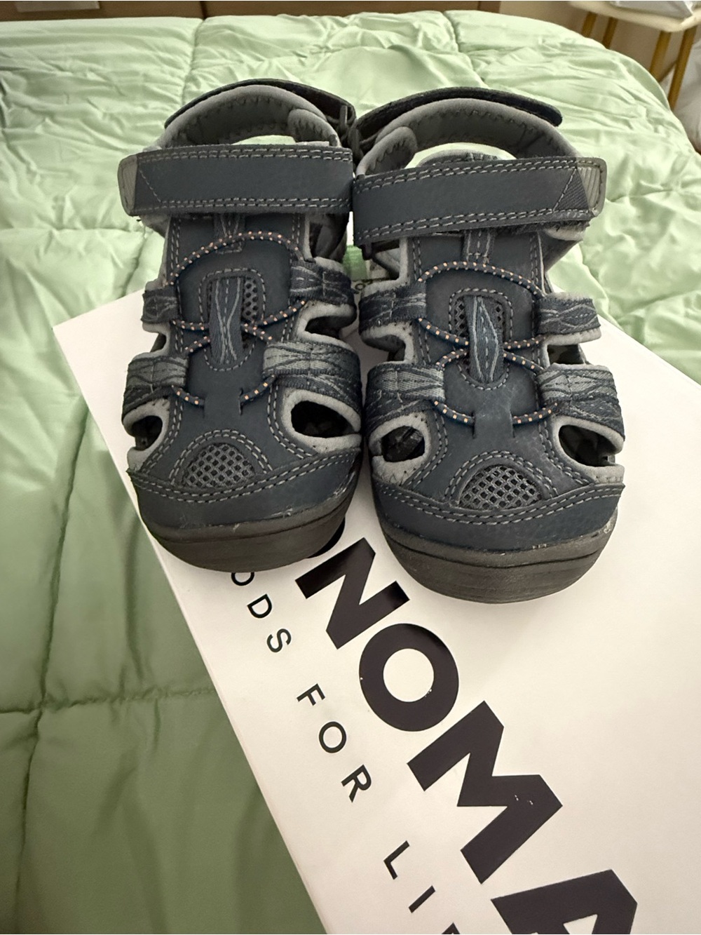 Sonoma Navy Blue Closed-Toe Kids Sandals with Hook-and-Loop Strap
